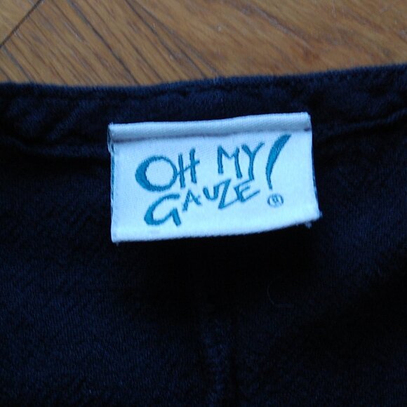 Oh My Gauze Blouse Black Cotton Lagenlook Cutout Cold Shoulder Top - Picture 2 of 4